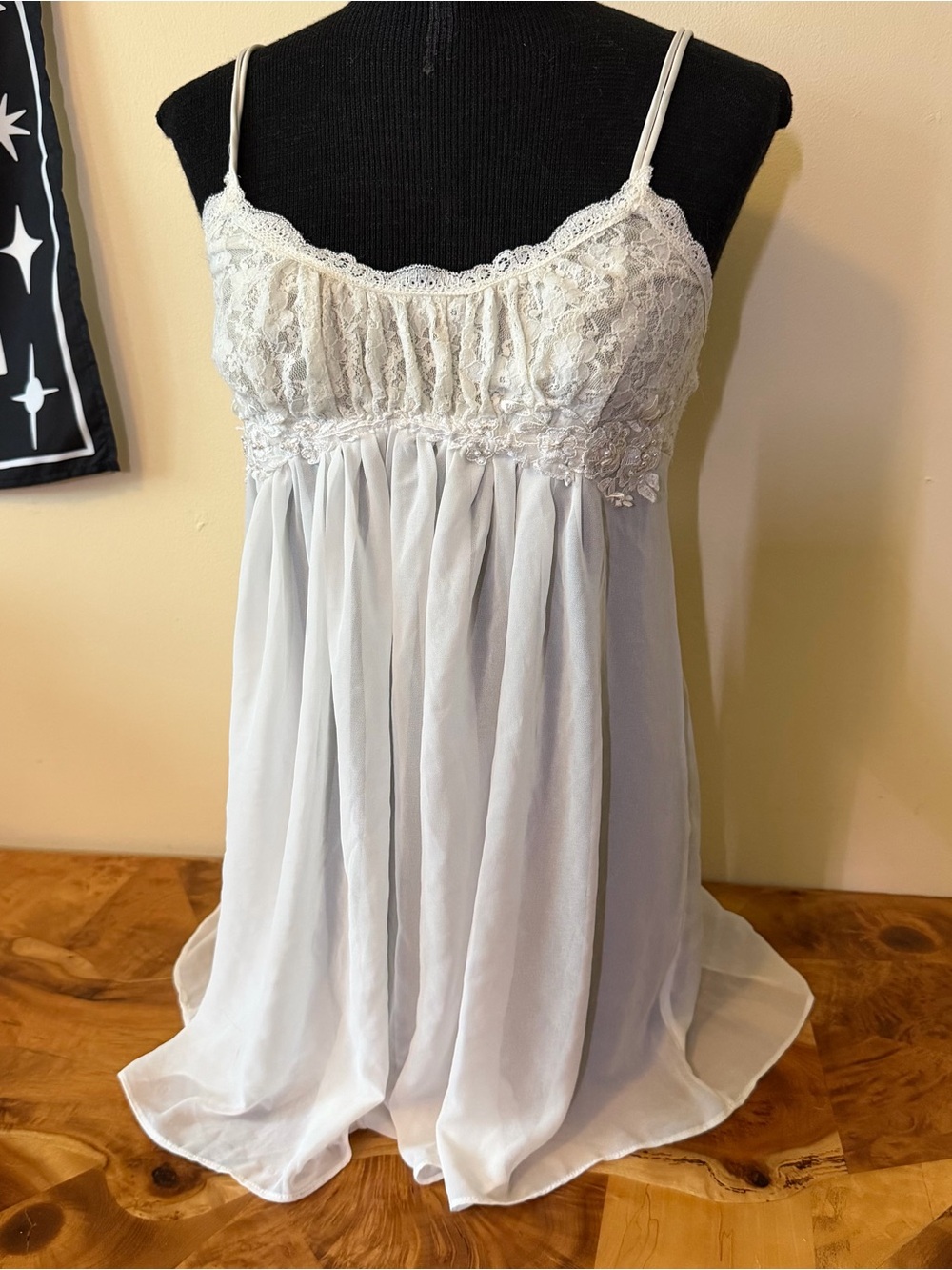 In Bloom By Jonquil M Babydoll Nightgown Dress with Lace Pearls Wedding Bridal